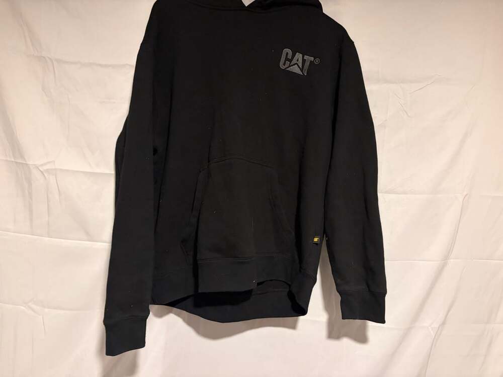 Caterpillar CAT Black Pullover Hooded Sweatshirt Size XL